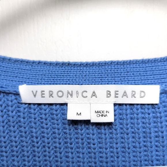 Veronica Beard Parula Dip Dye Ombre Cardigan Sweater 100% Cotton Blue Green M - Picture 5 of 10
